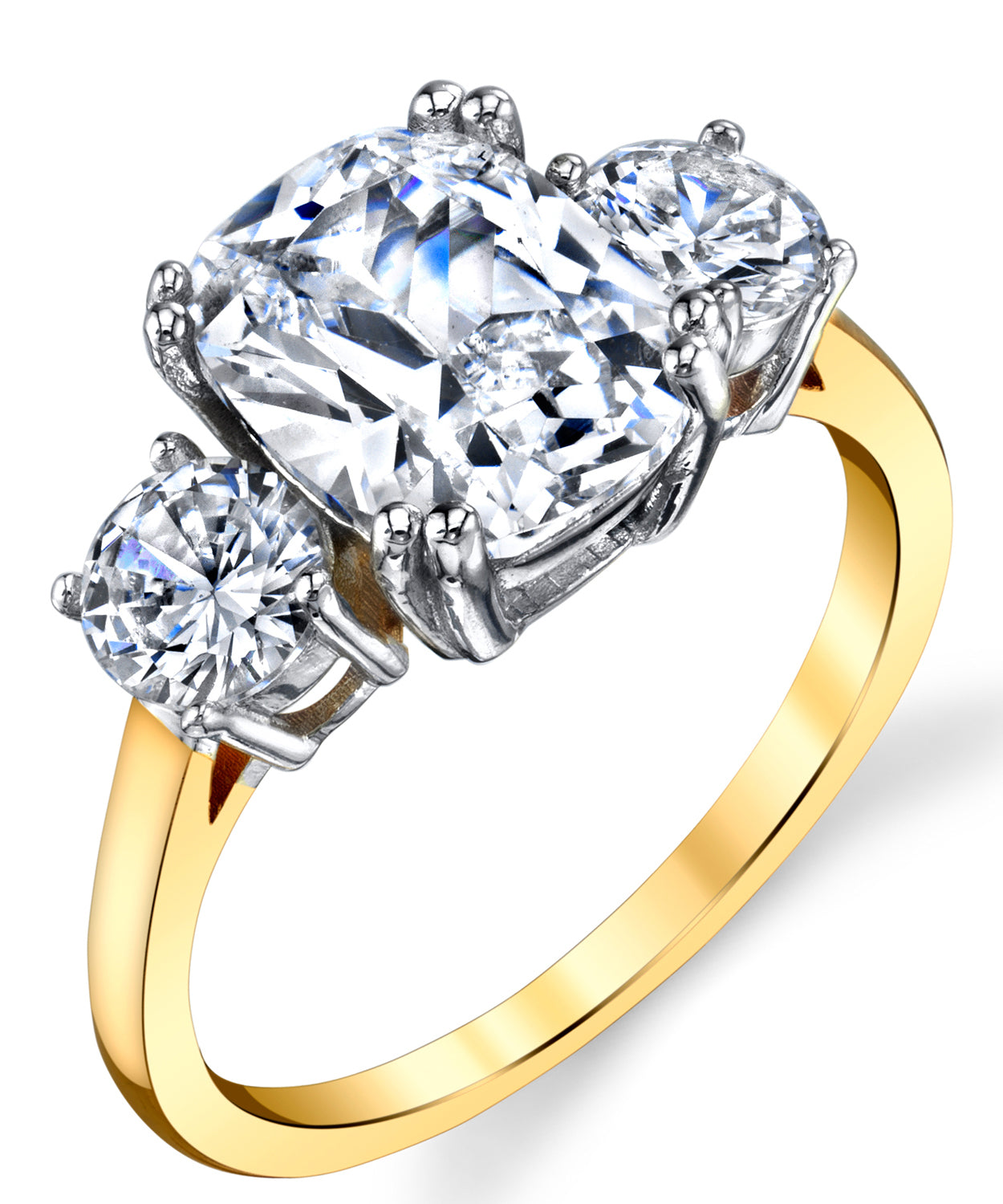 Women's Sterling Silver 925 Meghan Markle 14K Gold Plated Cushion Cubic Zirconia Wedding Engagement Ring