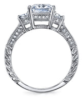 Women's Sterling Silver 925 Vintage 3ct Princess-cut Cubic Zirconia Wedding Engagement Ring Band