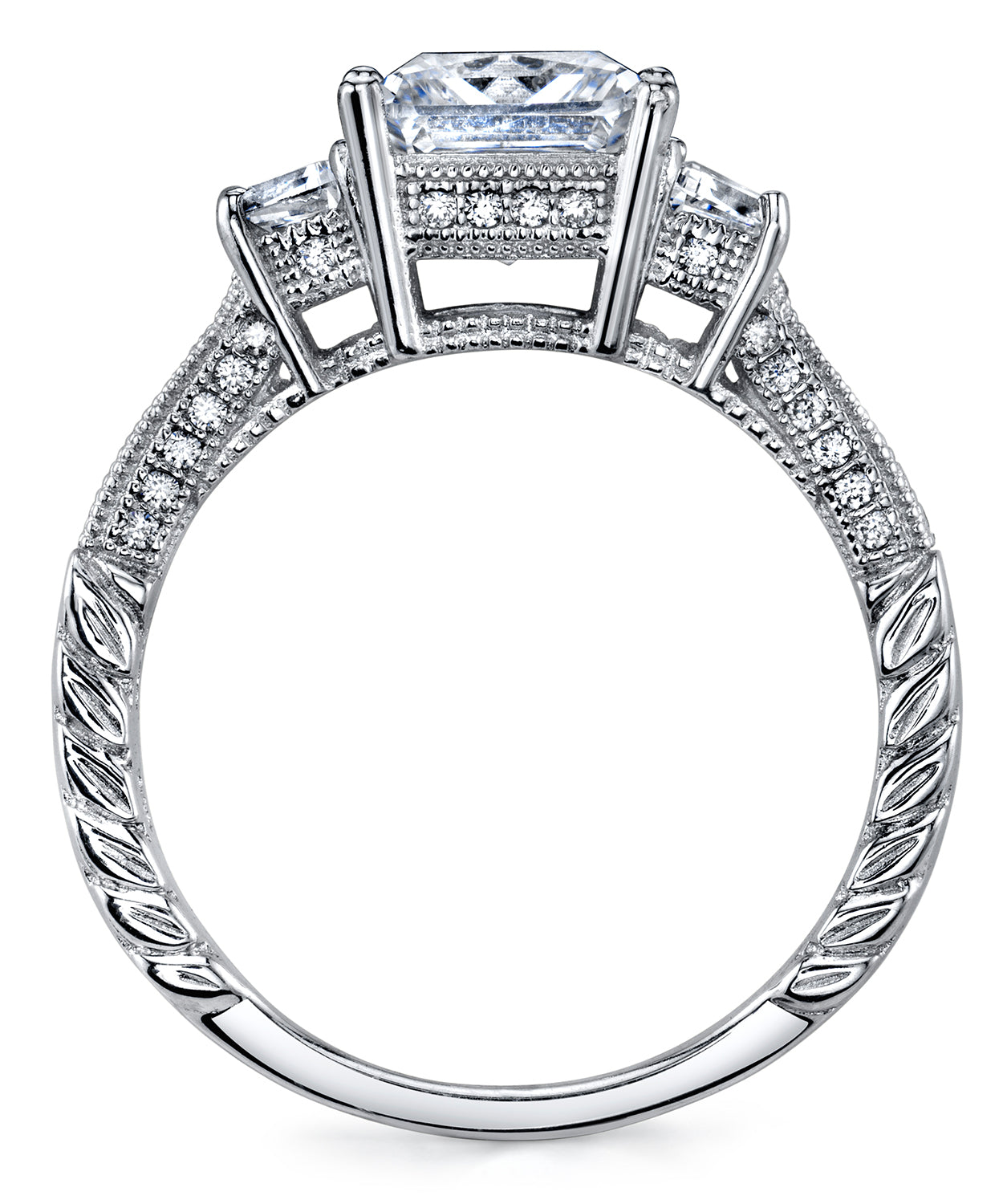 Women's Sterling Silver 925 Vintage 3ct Princess-cut Cubic Zirconia Wedding Engagement Ring Band