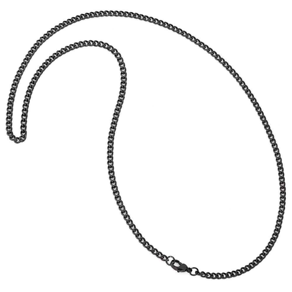 Men's Black Stainless Steel Curb Chain Necklace 4mm 24"