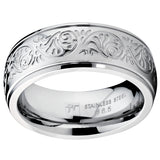 Women's 7MM Stainless Steel Ring Engraved Florentine Design Sizes 4-13