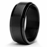 Men's Black Stainless Steel Spinner Ring Band 8MM Sizes 6 to 15