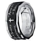 Men's Black Stainless Steel Religious Cross Serenity Prayer Spinner Ring 9MM
