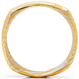 Men's Women's REAL Forged Damascus Steel Ring, Square Gold Tone Comfort Fit Band 6mm