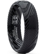 Men's REAL Forged Damascus Steel Ring, Black Comfort Fit Band 6mm