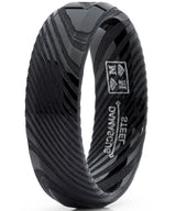 Men's REAL Forged Damascus Steel Ring, Black Comfort Fit Band 6mm