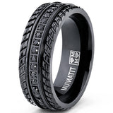 Men's Black Titanium Pave Set Wedding Band, Engagement Eternity ring, Chevron design, BK Cubic Zirconia