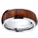 Men's Titanium Ring Wedding Band Engagement Ring Real Wood Inlay 8MM Comfort Fit