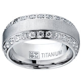 1.8 Carats Titanium Dome Wedding Band Engagement Ring Cubic Zirconia Eternity CZ 8MM
