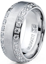 1.8 Carats Titanium Dome Wedding Band Engagement Ring Cubic Zirconia Eternity CZ 8MM