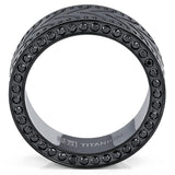 Black Titanium Men's Eternity Engagement Wedding Band Ring with Black Cubic Zirconia CZ, 8mm