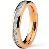 4MM Rose Plated Princess Cut Women's Eternity Titanium Ring Wedding Band with CZ
