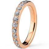 3MM Women's Rose Plated Titanium Eternity Ring Wedding Band with Pave Set Cubic Zirconia