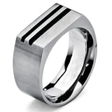 Men's Bold Titanium Pinky Ring Bands with Resin Inlay, Brushed Finish Comfort Fit 10mm Wide