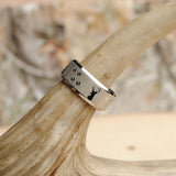 9MM Sating Finish / High Polish Deer Track Titanium Ring Wedding Band, Outdoor Jewelry, Men's Hunting Ring