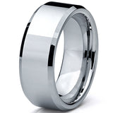 Men's High Polish Beveled Edge Tungsten Carbide Ring sizes 5 to 15