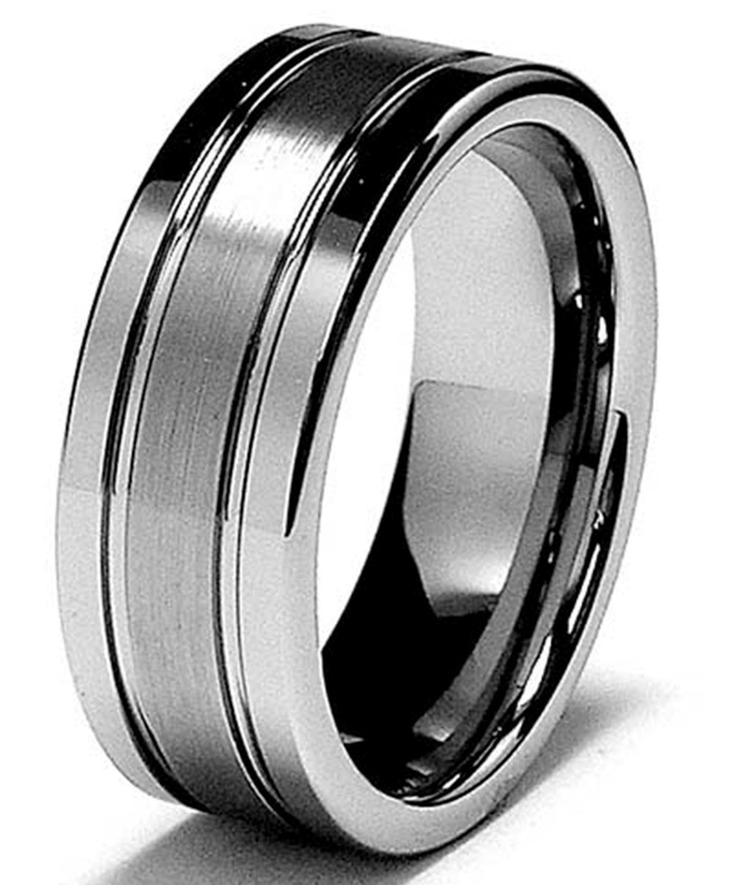 8MM High Polish / Matte Finish Men's Tungsten Ring Wedding Band Sizes 8 to 12