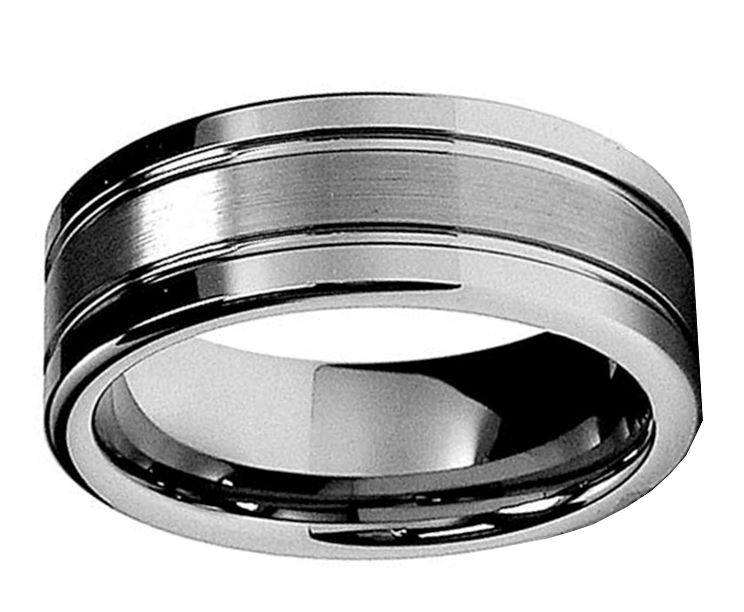 8MM High Polish / Matte Finish Men's Tungsten Ring Wedding Band Sizes 8 to 12