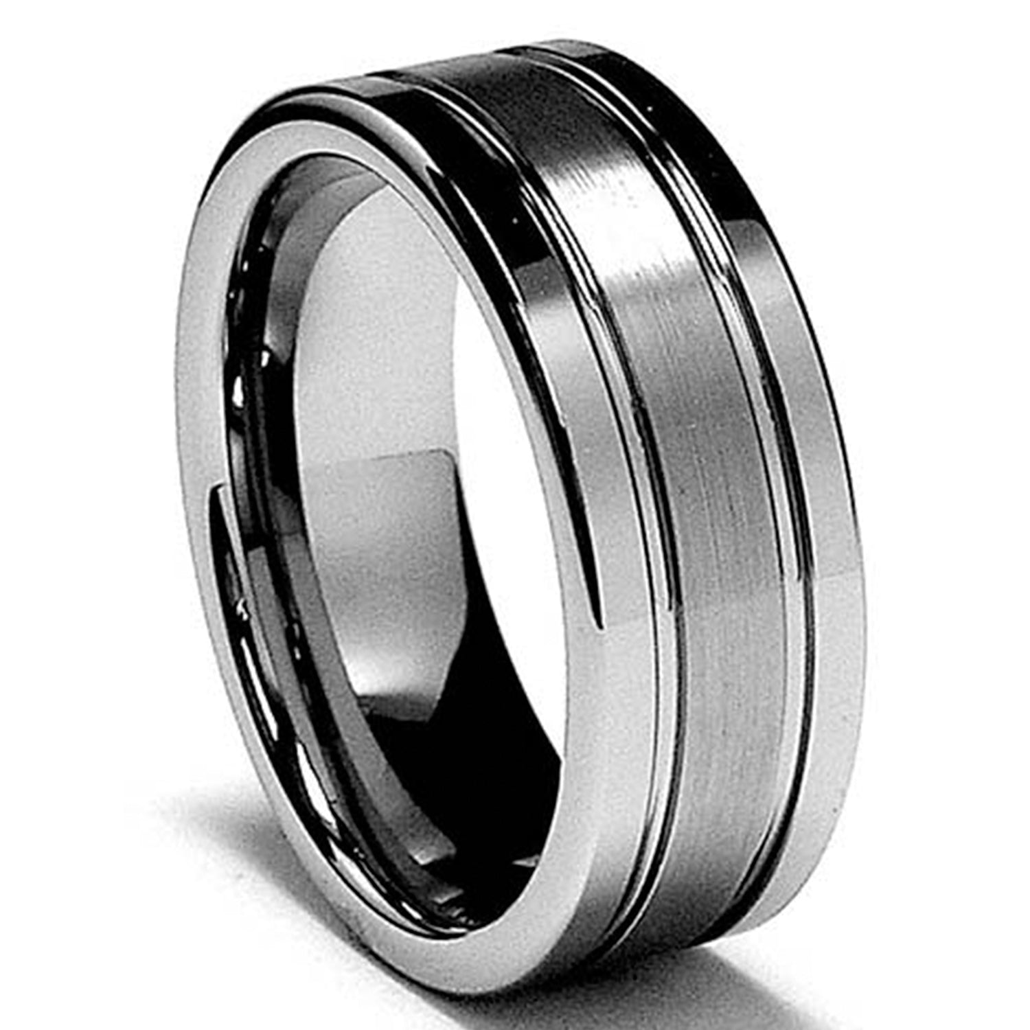 8MM High Polish / Matte Finish Men's Tungsten Ring Wedding Band Sizes 8 to 12