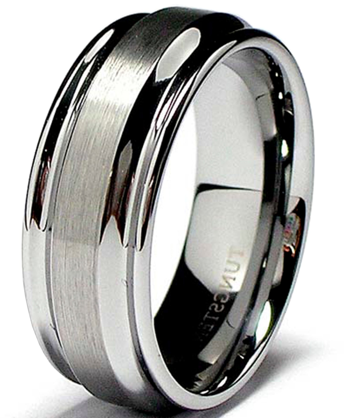 8MM High Polish / Matte Finish Men's Tungsten Ring Wedding Band Sizes 7 to 12