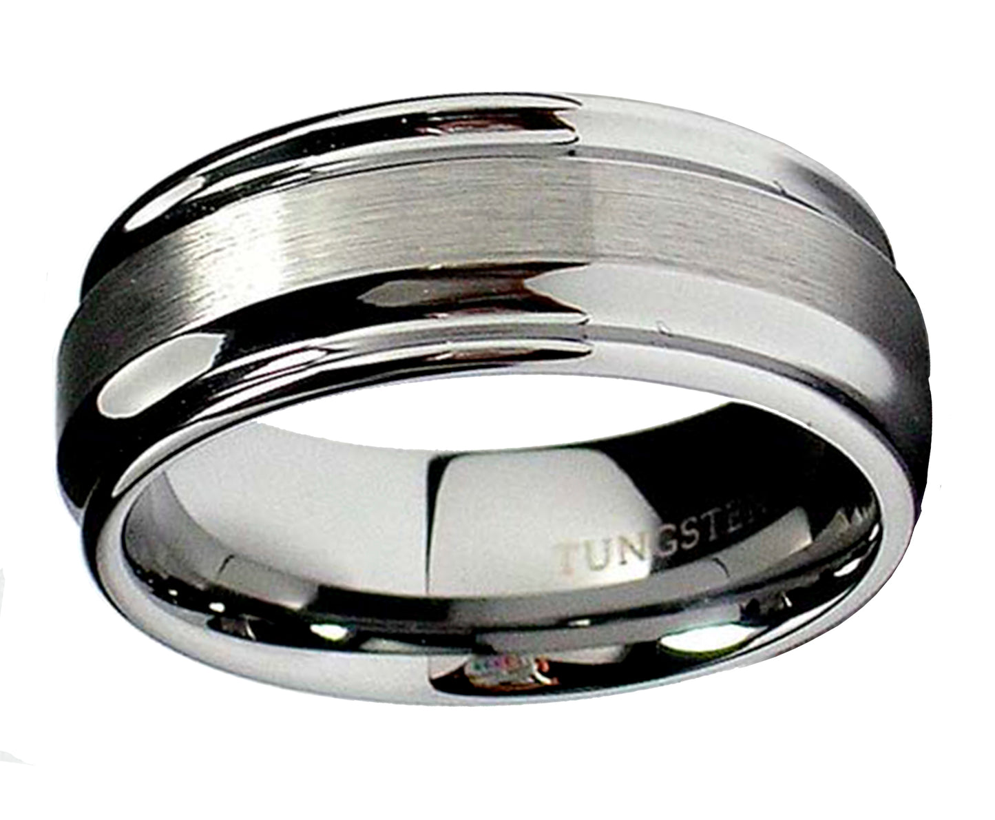 8MM High Polish / Matte Finish Men's Tungsten Ring Wedding Band Sizes 7 to 12