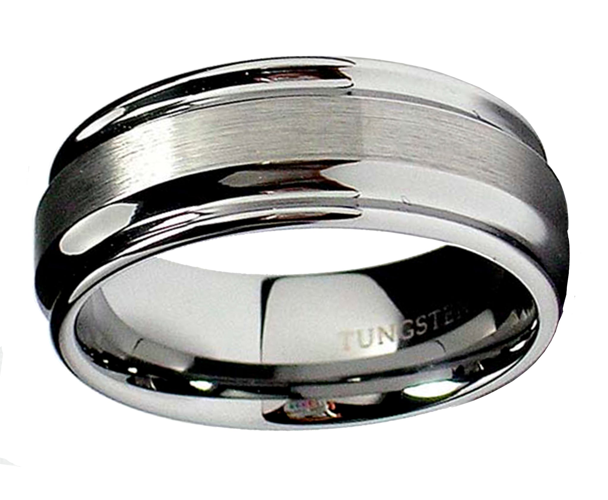 8MM High Polish / Matte Finish Men's Tungsten Ring Wedding Band Sizes 7 to 12