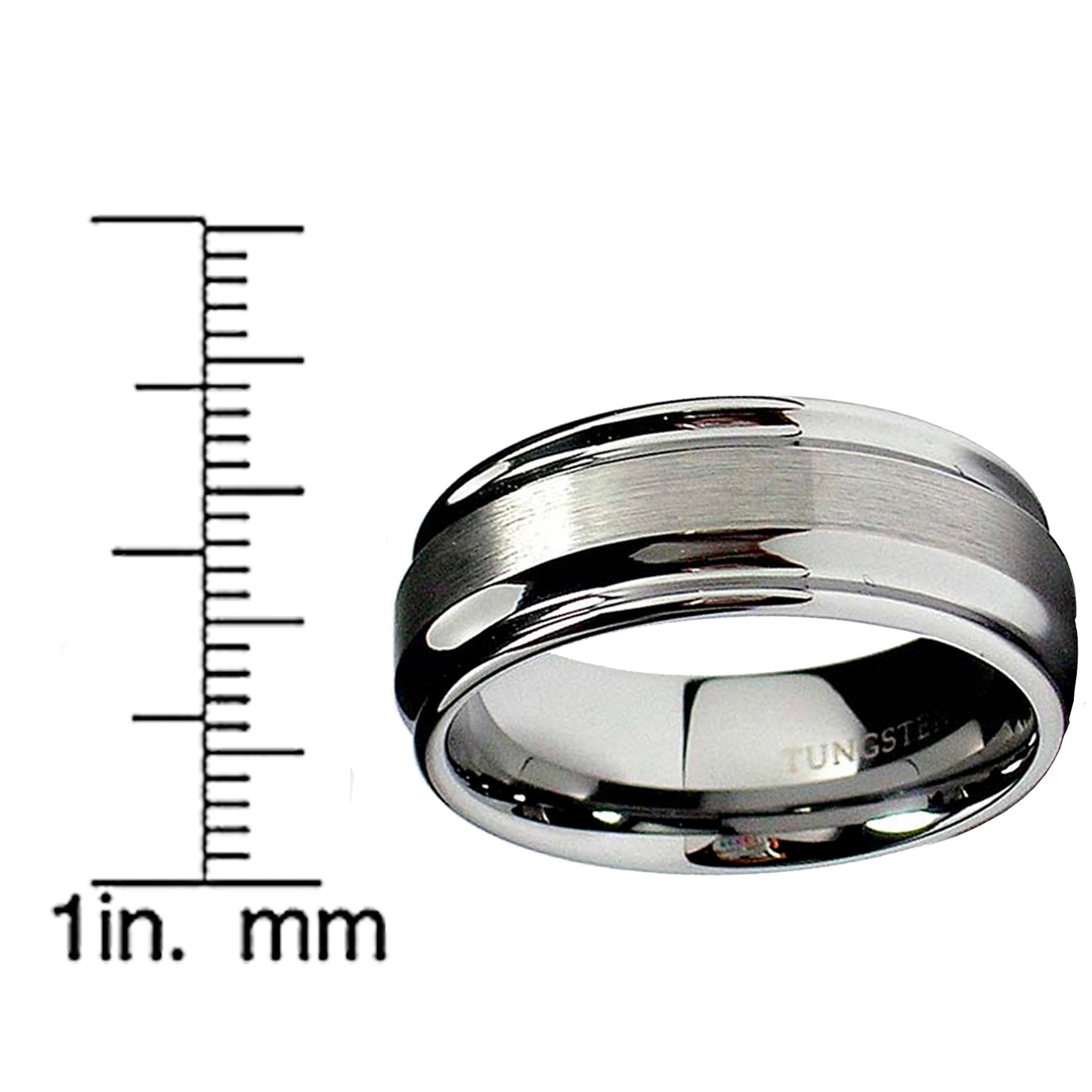 8MM High Polish / Matte Finish Men's Tungsten Ring Wedding Band Sizes 7 to 12