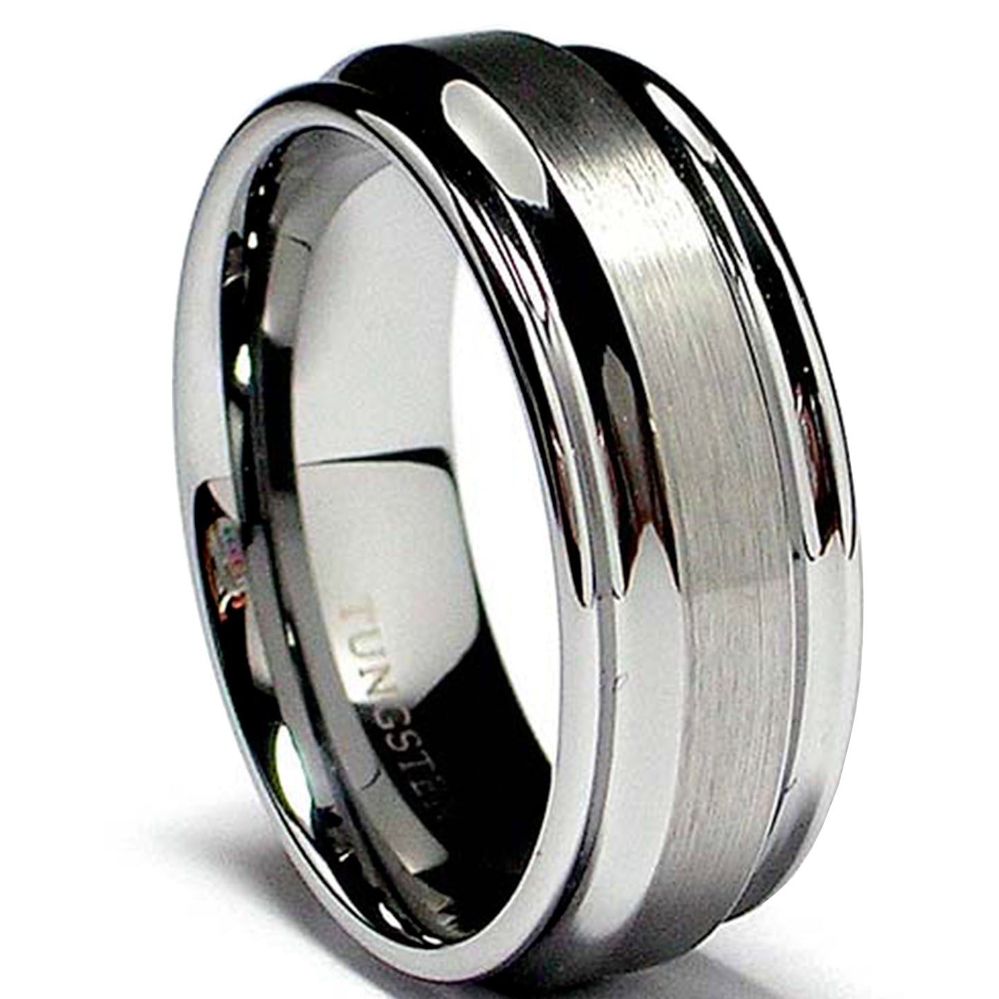 8MM High Polish / Matte Finish Men's Tungsten Ring Wedding Band Sizes 7 to 12