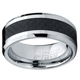 8MM Men's Tungsten Carbide Ring Wedding Band W/ Carbon Fiber Inaly sizes 5 to 15