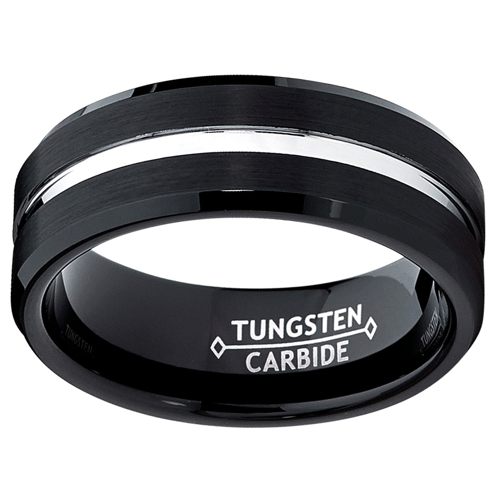 8MM Two Tone  High Polish / Matte Finish Men's Tungsten Ring Wedding Band Sizes 6 to 15