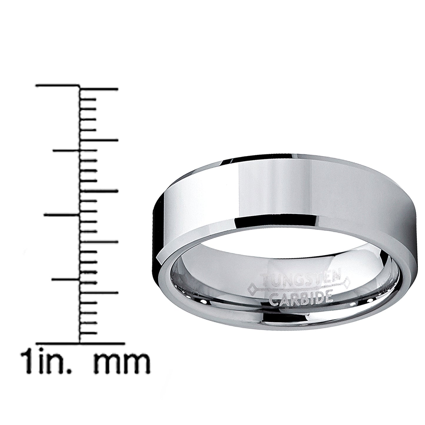 Women's 5MM High Polish Beveled Edge Tungsten Carbide Wedding Ring Bands Sizes 5-15