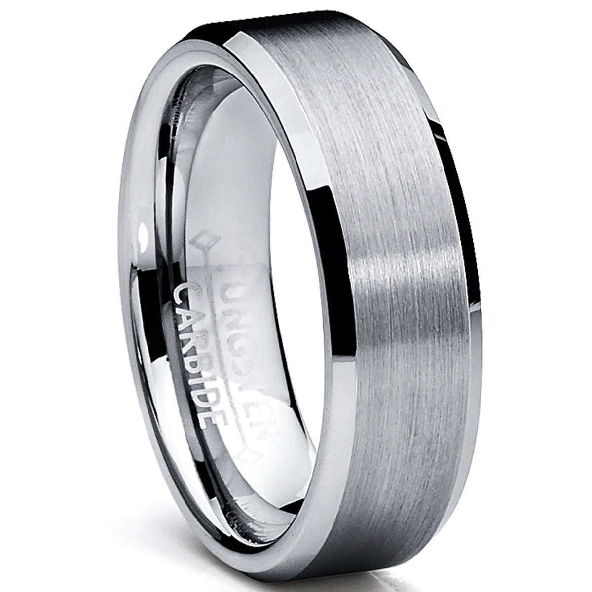 Men's 6MM High Polish / Matte Finish Tungsten Ring, Bands Sizes 5 to 13