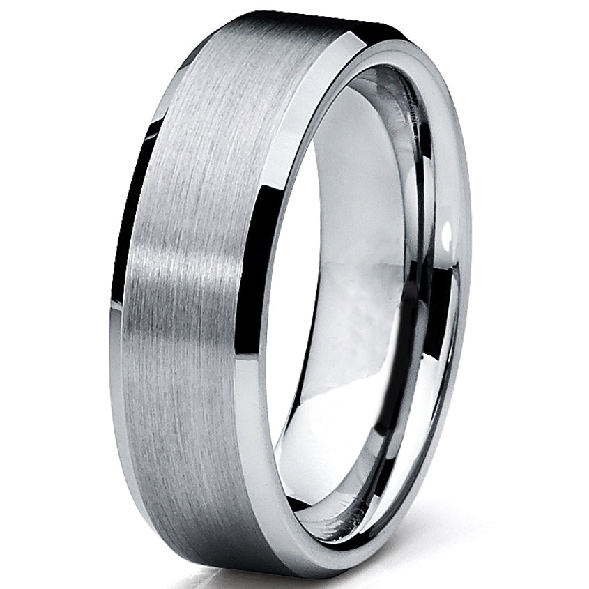 Men's 6MM High Polish / Matte Finish Tungsten Ring, Bands Sizes 5 to 13