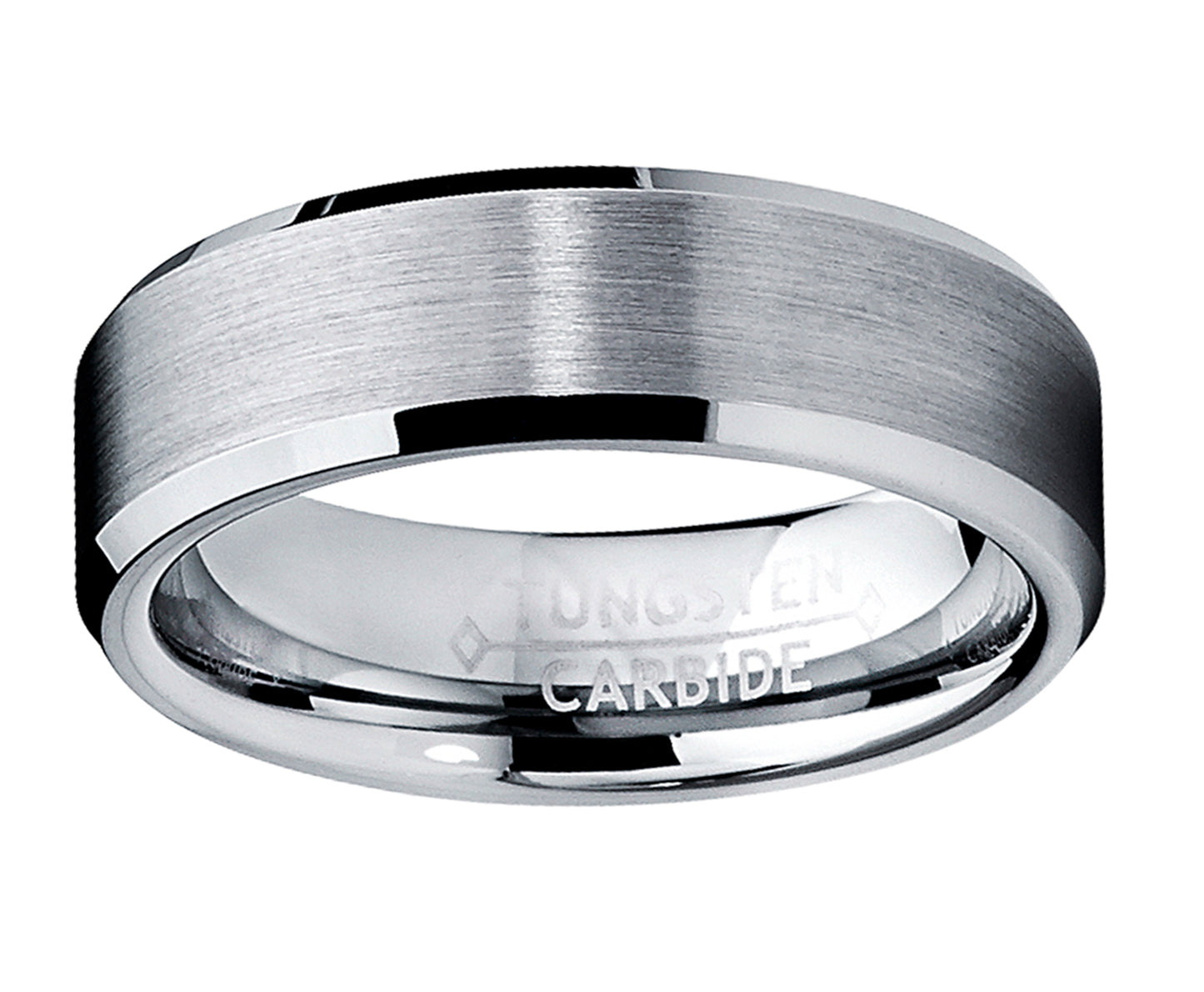 Men's 6MM High Polish / Matte Finish Tungsten Ring, Bands Sizes 5 to 13