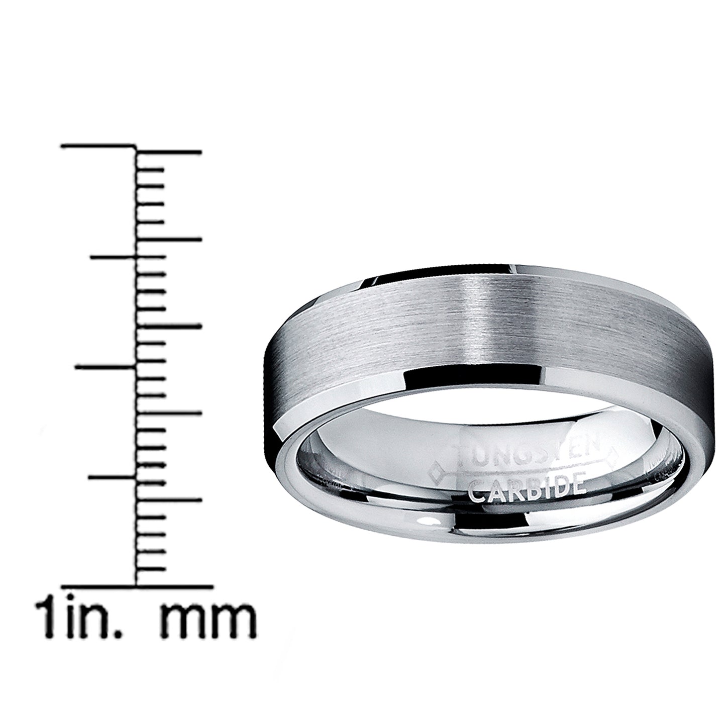 Men's 6MM High Polish / Matte Finish Tungsten Ring, Bands Sizes 5 to 13
