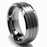 Men's Grooved High Polish Tungsten Carbide Ring Wedding Band Sizes 9MM Size 8-13