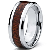 8MM Men's Tungsten Carbide Ring Wedding Band Wood Inlay Sizes 7 to 13