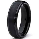 6MM Black High Polish / Matte Finish Men's Tungsten Ring Wedding Band Sizes 5 to 12