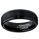 6MM Black High Polish / Matte Finish Men's Tungsten Ring Wedding Band Sizes 5 to 12
