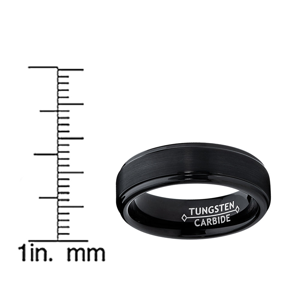 6MM Black High Polish / Matte Finish Men's Tungsten Ring Wedding Band Sizes 5 to 12