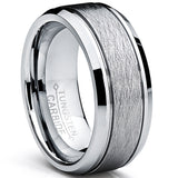 Tungsten Carbide Men's Brushed Center Wedding Band Ring, Comfort Fit ,8 mm Sizes 7 to 15