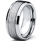 Tungsten Carbide Men's Brushed Center Wedding Band Ring, Comfort Fit ,8 mm Sizes 7 to 15
