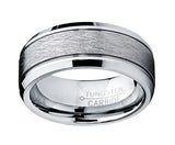 Tungsten Carbide Men's Brushed Center Wedding Band Ring, Comfort Fit ,8 mm Sizes 7 to 15