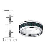 9MM Men's Tungsten Carbide Ring W/ BLACK & GREEN Carbon Fiber Inaly Sizes 7 to 13