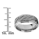 Tungsten Carbide Men's Weave Grooved Pattern Wedding Ring Band, 9mm Sizes 8 to 13