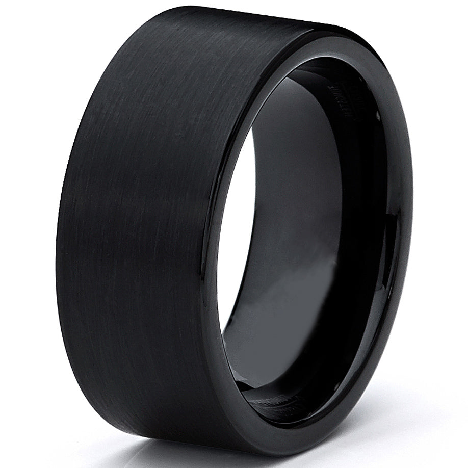 9MM Men's Black Brushed Tungsten Carbide Ring Wedding Band Sizes 6 to 15