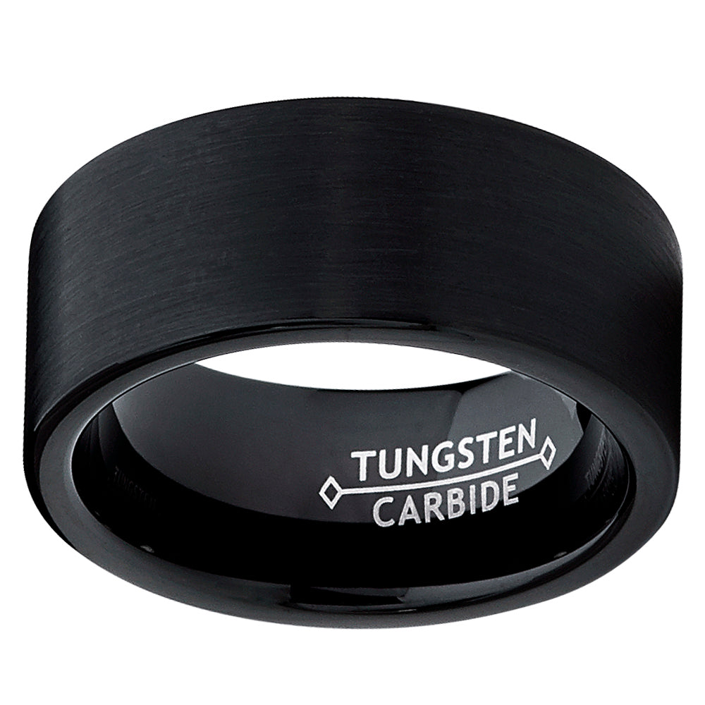 9MM Men's Black Brushed Tungsten Carbide Ring Wedding Band Sizes 6 to 15