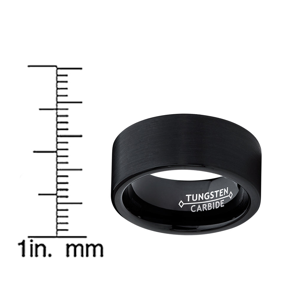 9MM Men's Black Brushed Tungsten Carbide Ring Wedding Band Sizes 6 to 15