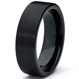 Tungsten Carbide Men's Black Unisex Wedding Band Ring 7MM Sizes 5 to 15