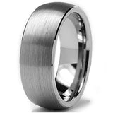 Tungsten Carbide Men's Dome Brushed Wedding Band Comfort Fit Anniversary Ring 8 MM Sizes 6 to 15